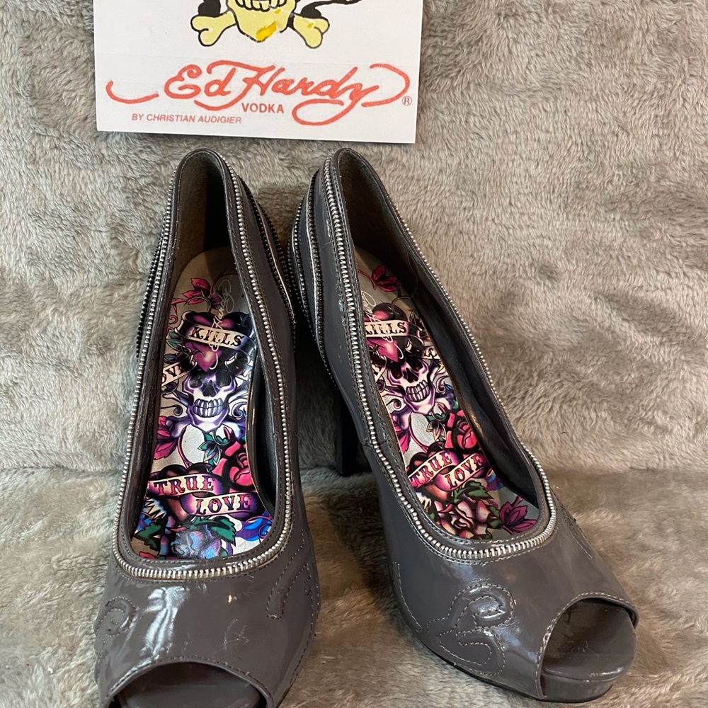 Ed Hardy Zipper  Heels